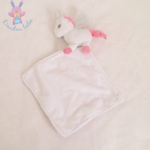 Doudou Licorne mouchoir blanc rose étoiles Tom et Zoé Babou