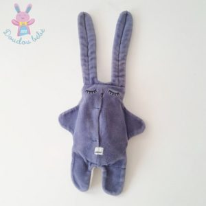 Doudou Lapin blanc et bleu motifs Pingouins CATIMINI