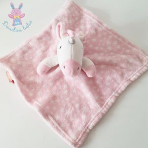 Doudou plat Licorne rose et blanc étoiles BABYGRO