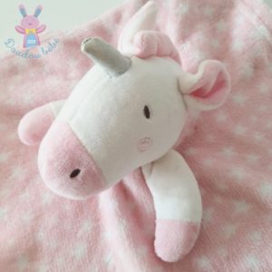 Doudou plat Licorne rose et blanc étoiles BABYGRO