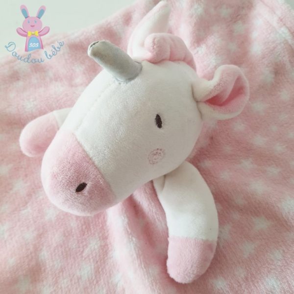 Doudou plat Licorne rose et blanc étoiles BABYGRO – Image 2