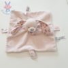 Doudou plat Lapin rose fleurs BOUT'CHOU