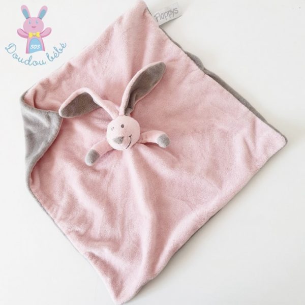 Doudou plat Lapin rose gris FLOPPYS