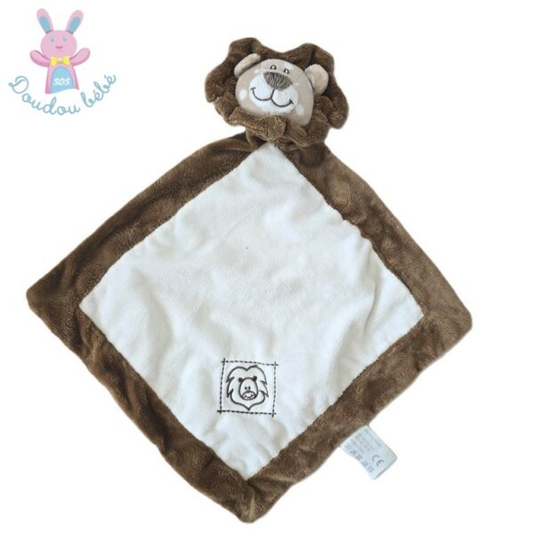 Doudou plat Lion blanc marron ACTION