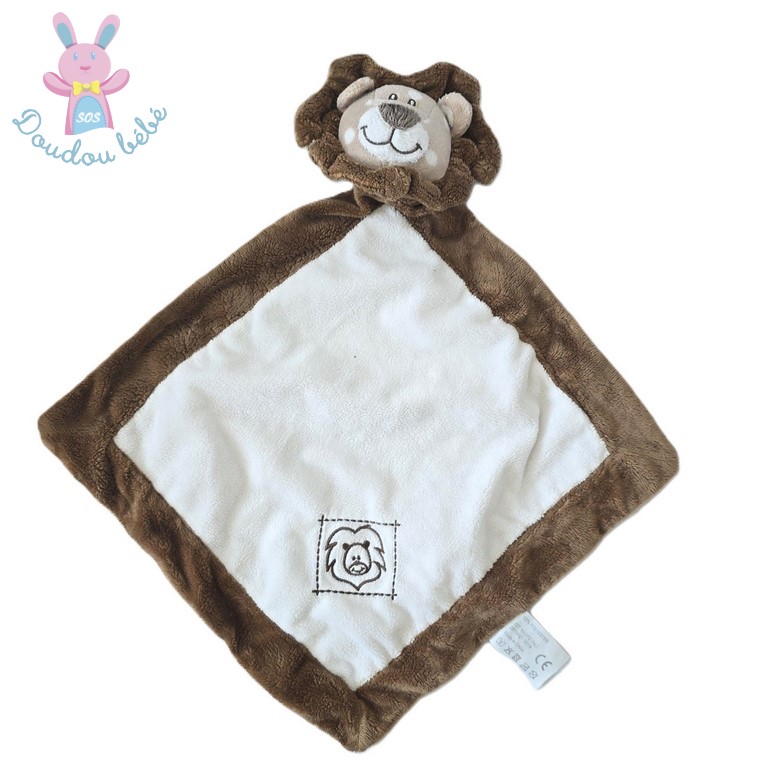 Doudou plat Lion blanc marron ACTION