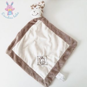 Doudou plat Girafe grelot marron crème blanc ACTION