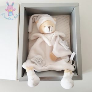 Ours plat blanc argent anniversaire 10 ans DOUDOU ET COMPAGNIE