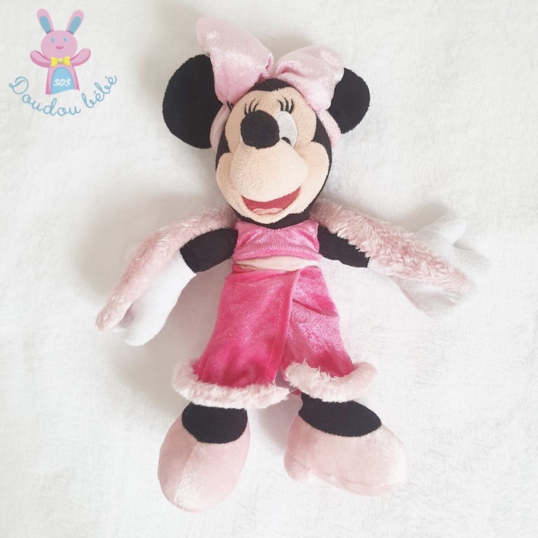 Doudou Minnie rose avec boa 28 cm DISNEYLAND DISNEY