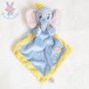 Doudou plat éléphant Dumbo bleu jaune DISNEY