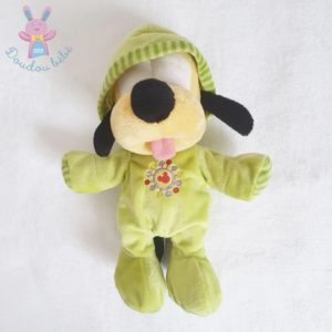 Doudou Chien Pluto combinaison capuche vert 27 cm DISNEY