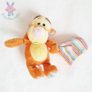 Doudou Tigrou orange jaune mouchoir rayé 20 cm DISNEY