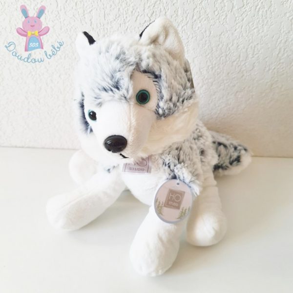 Doudou Chien Husky blanc gris HISTOIRE D'OURS