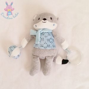 Doudou Renard bleu gris blanc jouet éveil bébé POMMETTE