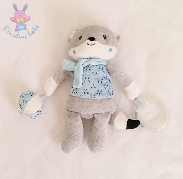 Doudou Renard bleu gris blanc jouet éveil bébé POMMETTE – Image 2