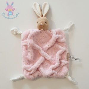 Doudou plat Lapin plume rose beige KALOO