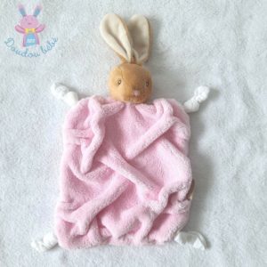 Doudou plat Lapin plume rose beige blanc KALOO