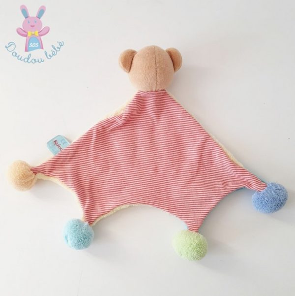 Doudou plat Ours bliss jaune rayé pompons KALOO – Image 2
