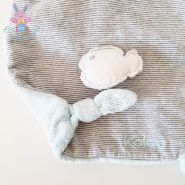 Doudou plat Ours blanc rayé bleu poisson Zen KALOO – Image 2