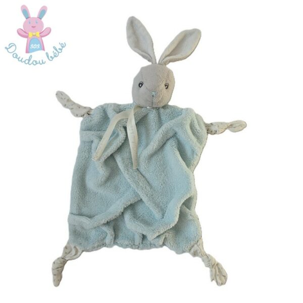 Doudou plat Lapin plume vert d'eau KALOO