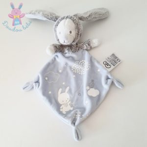 Doudou plat Ours lapin bleu gris luminescent MOTS D’ENFANTS