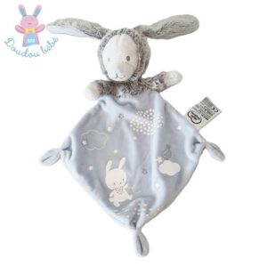 Doudou plat Ours lapin bleu gris luminescent MOTS D’ENFANTS