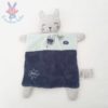 Doudou plat Chat bleu gris MOTS D'ENFANTS