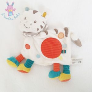 Doudou plat Zèbre Tigre blanc orange jaune bleu NICOTOY SIMBA