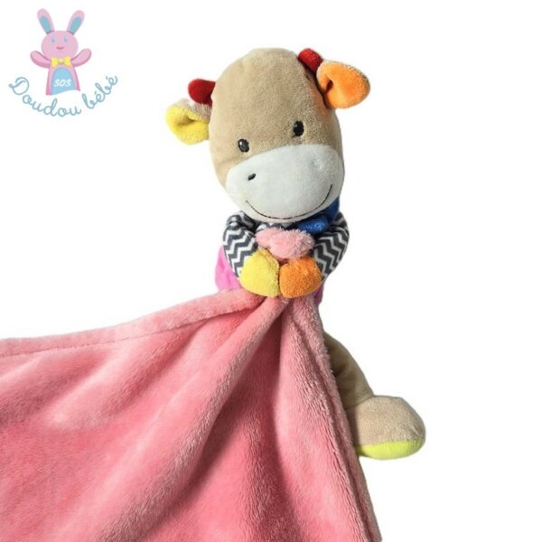 Doudou Girafe vache couverture rose NICOTOY SIMBA