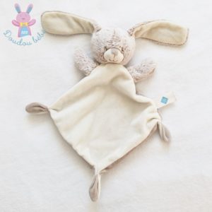 Doudou plat Lapin blanc et beige chiné TEX