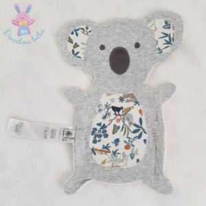 Doudou plat Koala gris blanc feuilles animaux PETIT BATEAU