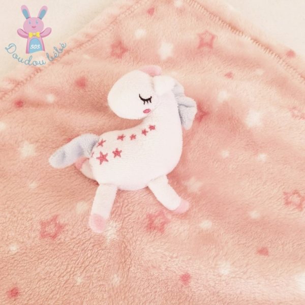 Doudou plat Licorne rose blanc étoiles polaire PRIMARK – Image 2