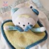 Doudou plat Chat Patachon blanc gris bleu vert SAUTHON – Image 2