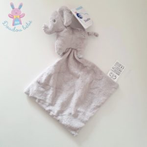 Doudou éléphant mouchoir gris étoiles pois argent MOTS D’ENFANTS