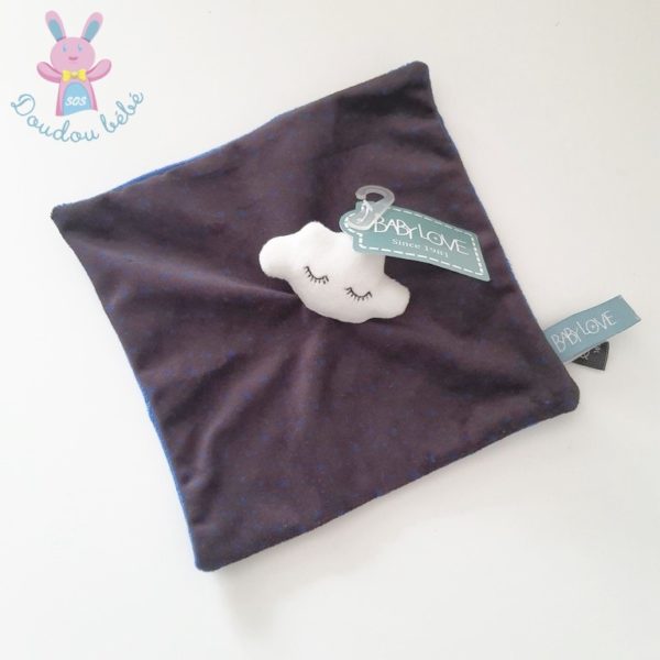 Doudou plat Nuage blanc noir bleu étoiles BABY LOVE – Image 2