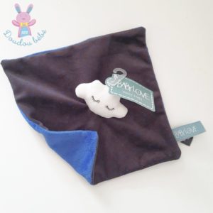 Doudou plat Nuage blanc noir bleu étoiles BABY LOVE