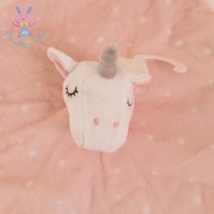 Doudou plat Licorne rose et blanc étoiles PRIMARK