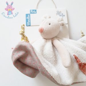 Doudou plat Souris beige Biscotte et Pompon MOULIN ROTY