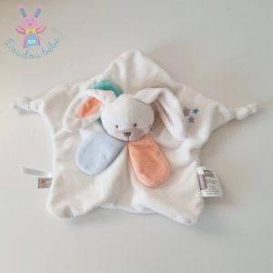 Doudou plat Lapin blanc étoiles pétales colorés Bébé 9