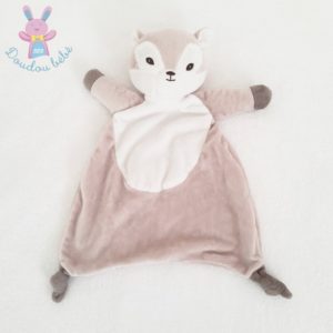 Doudou plat Renard Maxou beige et blanc Carré Blanc