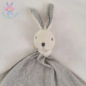 Doudou plat Lapin gris oiseau vert collection Zen KALOO