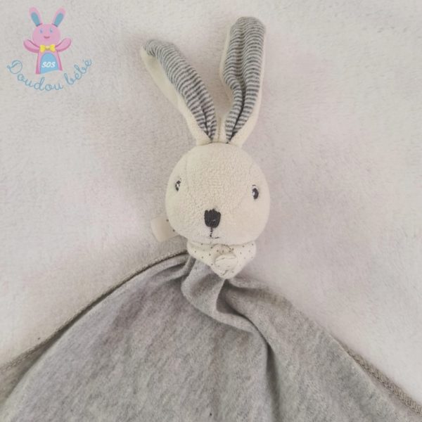 Doudou plat Lapin gris oiseau vert collection Zen KALOO – Image 2