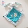 Doudou plat Lapin bleu blanc MOTS D'ENFANTS