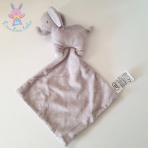 Doudou plat éléphant mouchoir gris étoiles argent MOTS D’ENFANTS