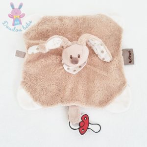 Doudou plat Lapin Cappuccino beige blanc pois NATTOU