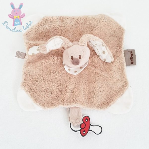 Doudou plat Lapin Cappuccino beige blanc NATTOU