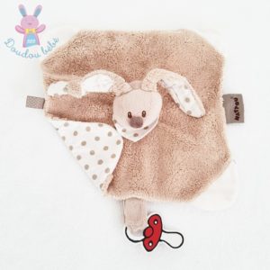 Doudou plat Lapin Cappuccino beige blanc pois NATTOU