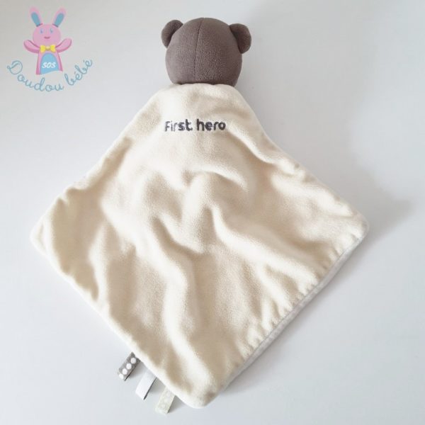 Doudou Ours Raton laveur masqué marron jaune First héro OBAIBI – Image 2