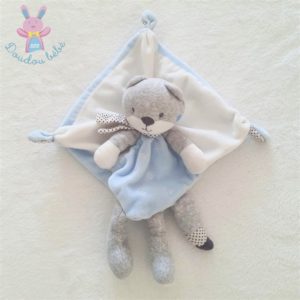 Doudou plat Renard Chat bleu blanc gris étoiles TEX