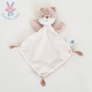 Doudou plat Renard blanc beige roux chiné TEX BABY