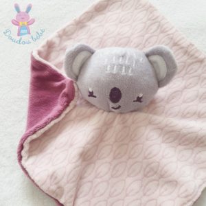 Doudou plat Koala rose violet gris SIPLEC LECLERC